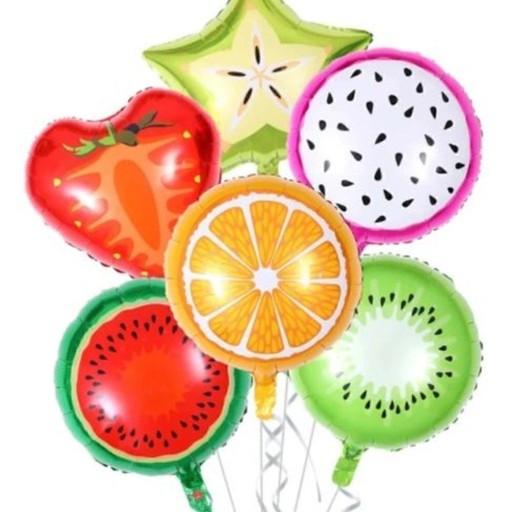 6 PIECE FRUIT SHAPED BALLOON SET